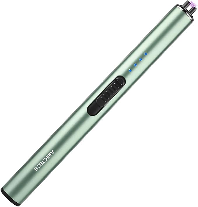ARECTECH Electric Candle Rechargeable Lighter Arc Plasma Lighter for Candle Kitchen Camping Christmas Type-C Green Windproof