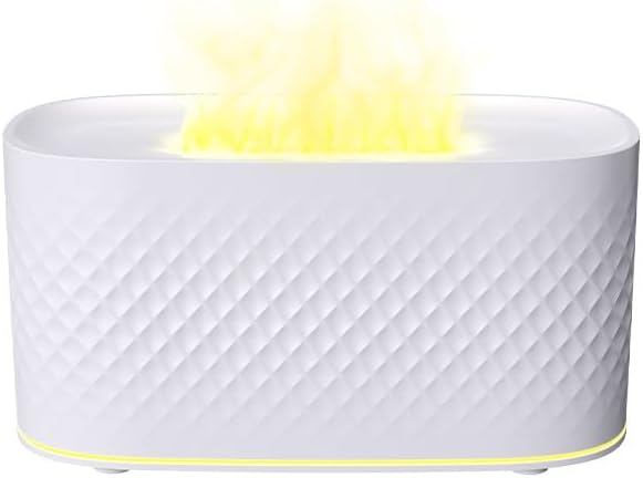 Portable Small Humidifier Dual Nozzle - Large Cool Mist Humidifiers Double Spray Ports, Water Shortage Protection, Ultra-Quiet, Mini Humidifier for Bedroom Plants Office Car Travel (Flame White)
