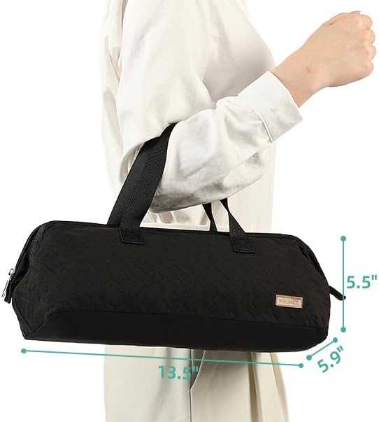 NISHEL Hair Tools Travel Carrying Bag, Portable Hair Air Wrap Dryer Case, Hair Dryer/Curling Iron/Airstraight Attachment Organizer, Black
