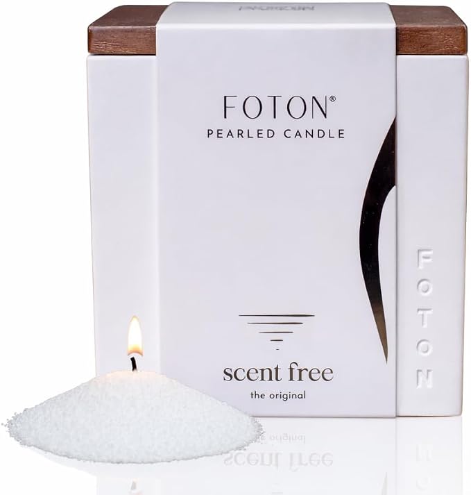 Foton Pearled Candle Le Cube Concrete Vase Set 16 Oz Square - Unscented - Refillable Jar Scented Candle Sand Wax with 15 Wicks - Natural Non-Toxic Decorative Candles for Home