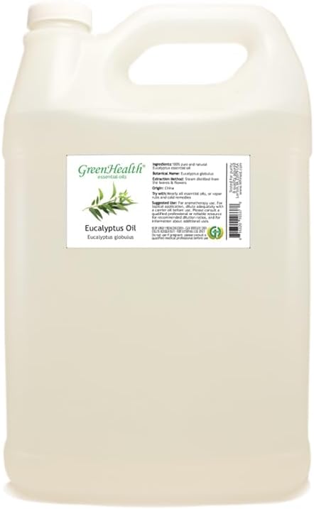 GreenHealth Eucalyptus Essential Oil – 1 Gallon (128 fl oz) – 100% Pure & Uncut – Bulk Therapeutic Grade Essential Oil for Diffuser, Cleaning, Candle Making, Air Freshener, Home Fragrance