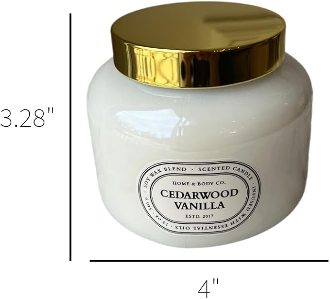 Home&Body Company Scented Candles 12 OZ Fragranced Candle, Soy Blend Wax, Infused with Essential Oils, Home Fragrances, Aromatherapy Home Scented Candles Gift, Scent: Cedarwood Vanilla Pack of 2