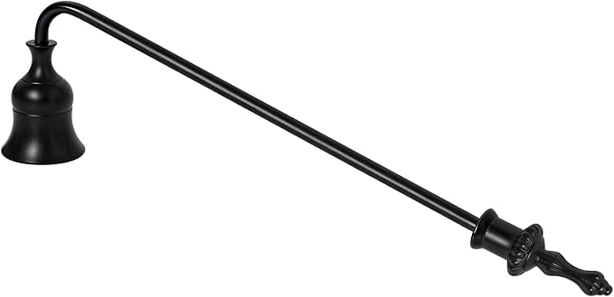 Candle Snuffer, 9-Inch Long Handle for Safe Flame Extinguishing, Smoke-Free & Splash-Free, Aluminum Metal Candle Wick Dipper & Extinguisher for Jar, Pillar, Scented Candles (Black, 1 Pc)
