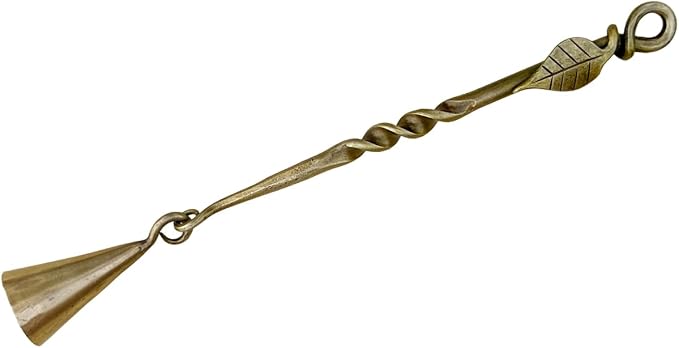 Living Ideas Hand Forged Leaf Candle Snuffer Iron Handmade Medieval Candle Snuffer Blacksmith Candle Extinguisher Gift for Candle Lovers Classic Look Antique Brass Finish Wick Candlesnuffers