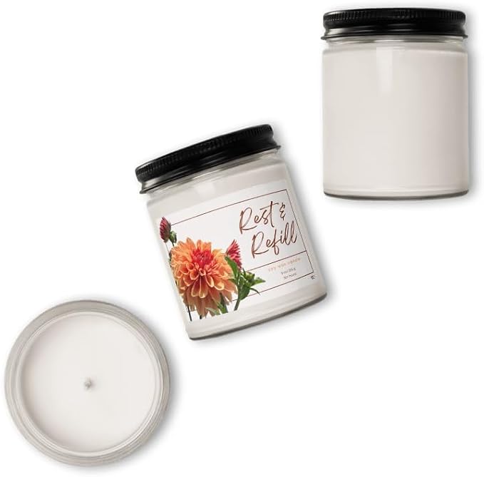 Rest & Refill Candle – Calming Scented Candle for Relaxation, Self Care & Mindful Moments | Thoughtful Gift for Mom, Women & Everyday Reset (Clean Cotton)