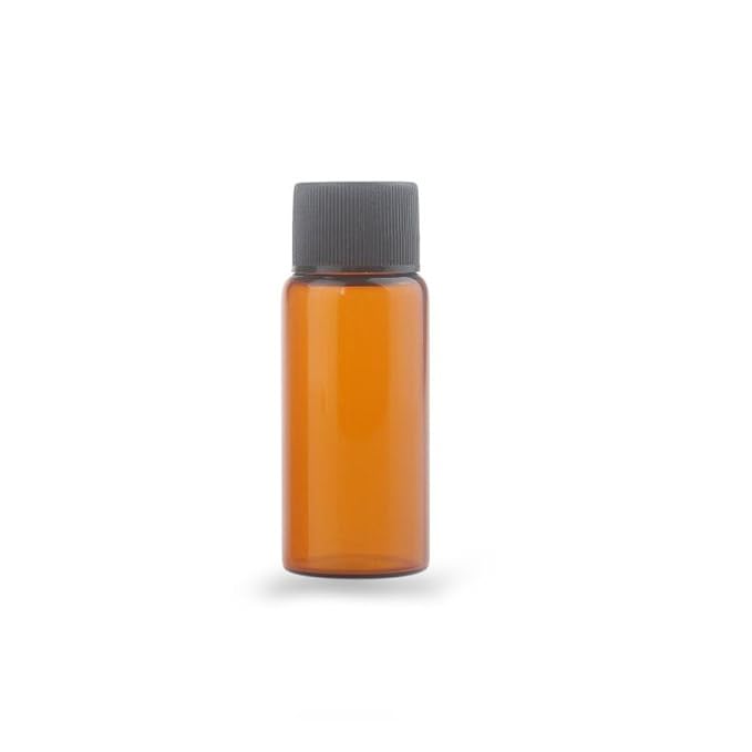 12 Pack Set Brown Screw Cap Glass Bottle Small Mini Empty Oil Amber Vial (10ml)