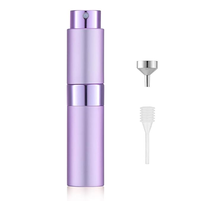 LISAPACK 8ML Atomizer Perfume Spray Bottle for Travel, Empty Refillable Cologne Dispenser, Portable Sprayer (Purple)