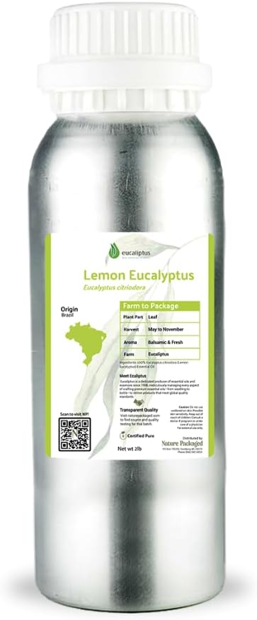 Lemon Eucalyptus Oil by Eucaliptus from Brazil - Pure Lemon Eucalyptus - 100% Pure Steam Distilled Natural Aceite de Eucalipto Limón - Aromatherapy - Premium Therapeutic Grade - 15ml