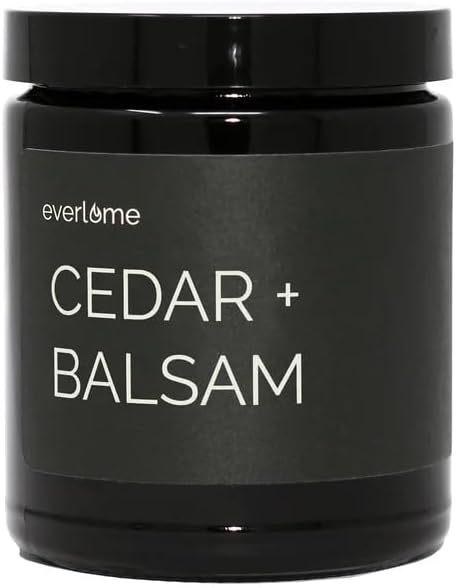 Premium Soy Wax Candle | Highly Scented Black Glass Jar Candles | Long Lasting, Clean Burn | 8 oz | Gifts for Man and Woman | Made in USA (Cedar + Balsam)
