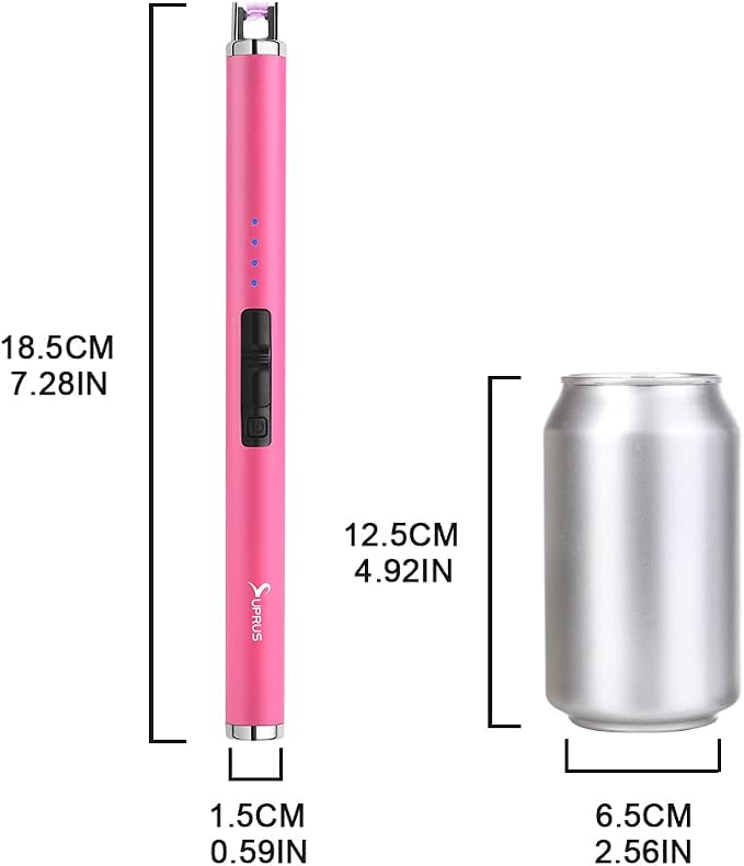 SUPRUS Fluorescent Lighter Glows in The Dark USB Lighter Rechargeable Windproof Pocket Size for Candle Cooking BBQ in Party (Pink)