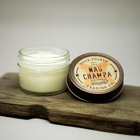 Nag Champa Scented 4 Oz Soy Aromatherapy Candle w/Jar - Four Points Trading Co.
