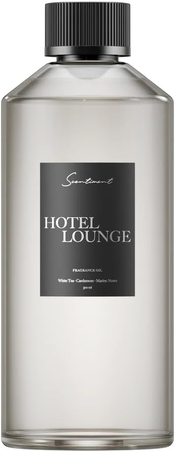 Scentiment Hotel Lounge Diffuser Oil - Premium Hotel Scent with Notes of White Tea, Cardamom & Marine Notes Home Scent, Hotel Fragrance Oil Diffuser Refill - 16.91 fl oz (500 mL)