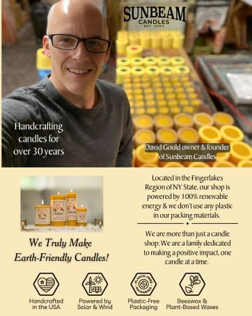 Sunbeam Candles 100% Pure Beeswax Pillar Candles | Long Burning All Natural Non-Toxic Beeswax Candles | Made in USA (Smooth, Natural Gold, 3"x4")