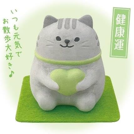 Stone Diffuser Cute Lucky Cat Passive Diffuser for Essential Oil, Non-Electric (Green)