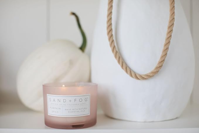 Sand + Fog Scented Candle - Pumpkin Spice – Additional Scents and Sizes – 100% Cotton Lead-Free Wick - Luxury Air Freshening Jar Candles - Perfect Home Decor – 12oz