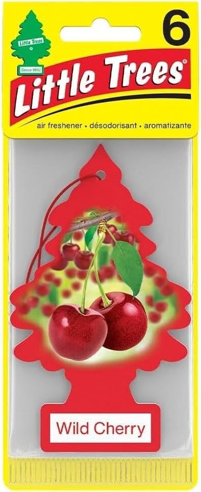 LITTLE TREES Car Air Freshener | Hanging Paper Tree for Home or Car | Wild Cherry | Pack of 6