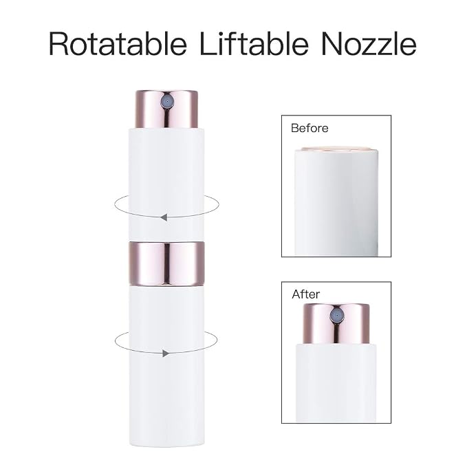 LISAPACK 8ML Atomizer Perfume Spray Bottle for Travel, Empty Refillable Cologne Dispenser, Portable Sprayer (White)