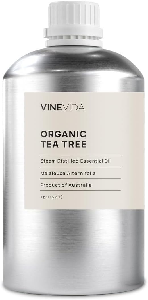 VINEVIDA Organic Tea Tree Essential Oil - Gallon, Pure, Undiluted, Vegan, Sustainable, Recyclable Aluminum Bottle