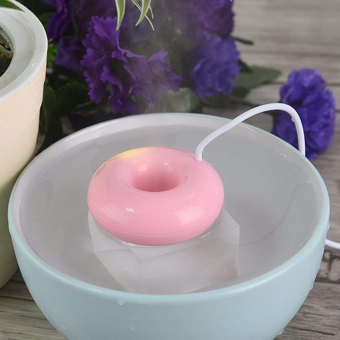 Mini Doughnut-Shaped Humidifier,Portable USB Powered Spray Humidifier,Atomization Spray Humidifier Floats On The Water for Home Bedroom Office Car,Outdoor Air Freshener,Aroma Diffuser