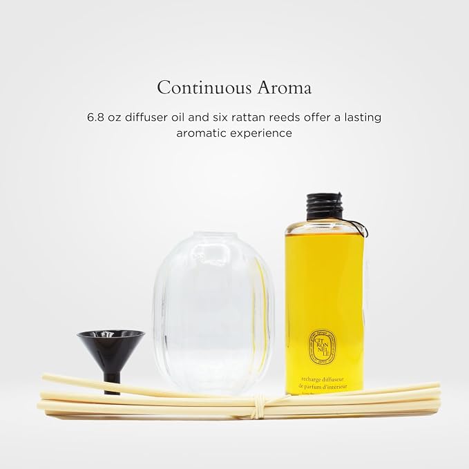 Diptyque Citronelle (Lemongrass) Reed Diffuser Gift Set:: Glass Vessel, Six Rattan Reeds, Diffuser Oil 6.8 oz