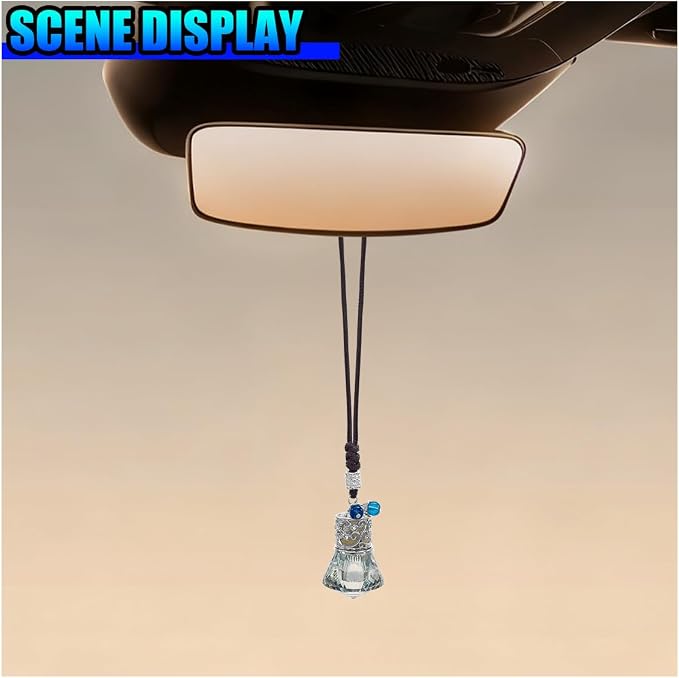 Hanging Car Essential Oil Diffuser Bottle, Crystal Diamond Car Rear View Mirror Charm, 8 ml Empty Glass Bottle Pendant, Elegant Auto Interior Decoration Accessories (Diamand)