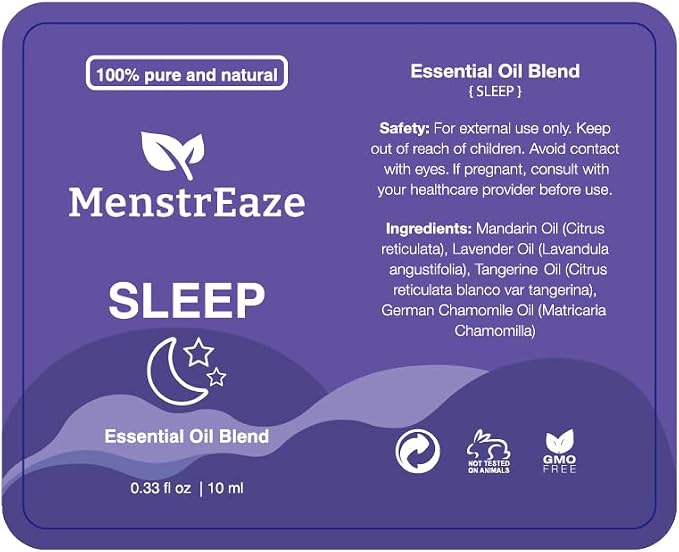 Natural Sleep Essential Oil Roll On, 100% Natural Deep Relaxation Blend with Lavender, Chamomile, Sweet Orange Aromatherapy Oils, 10ml