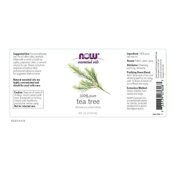 NOW Foods Tea Tree Oil, 4 Fluid Ounce + 1 Glass Dropper