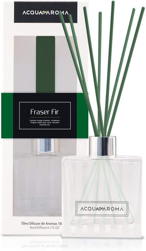 Acqua Aroma Fraser Fir Reed Oil Diffuser 6.1 FL OZ (180ml) Contain Essential Oils. Fraser Fir Christmas Scent