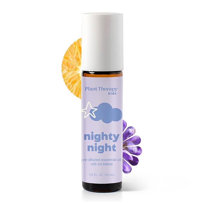 Plant Therapy Kids Nighty Night Essential Oil Blend for Sleep, 10 mL (1/3 oz), Pre-Diluted Roll-On for Convenience, Support a Restful Night's Sleep