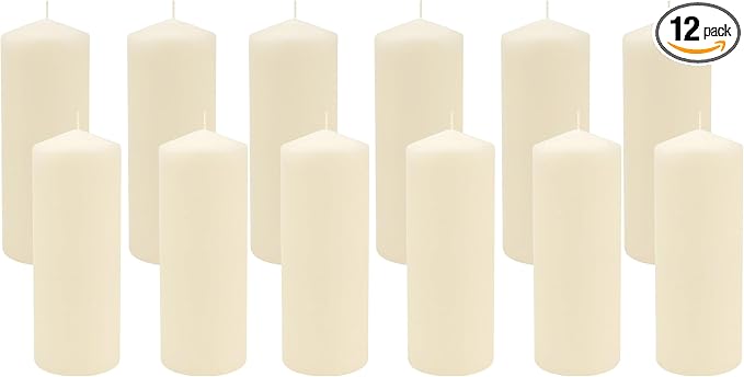 Stonebriar 80 Hour Long Burning Unscented Pillar Candles, 3x8, Ivory, 6 Count (Pack of 2)