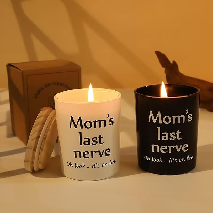 Moms Last Nerve Candle, Gifts for Mom from Daughter Son, Mothers Day Candle, Funny Birthday Gift for Mom, Sandalwood Scented Candles, Natural Soy Candles, 6 OZ