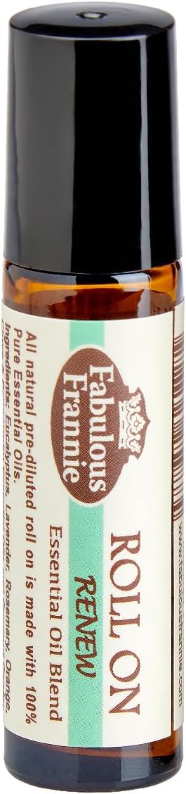 Fabulous Frannie Renew Essential Oil Blend Roll-On Made Clove, Peppermint, Orange, Lavender, Rosemary and Eucalyptus Pure Essential Oils 10ml (.33oz)