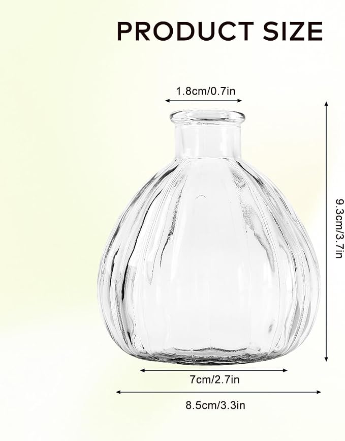 Clear Empty Glass Diffuser Bottle, Decorative Reed Diffuser Jar, Multipurpose Bud Vase, Decorative Floral Vase, DIY Replacement Bottle for Essential Oil Reed Diffuser, Home Fragrance & Craft Decor