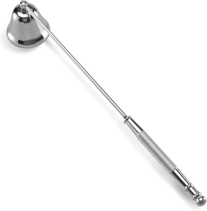 Candle Snuffer, Candle Snuffers Wick Snuffer, Candle Accessory, Extinguish Candle Flame Safely with Long Handle Putting Out Fire, Candle Extinguisher Tool (Silvery)