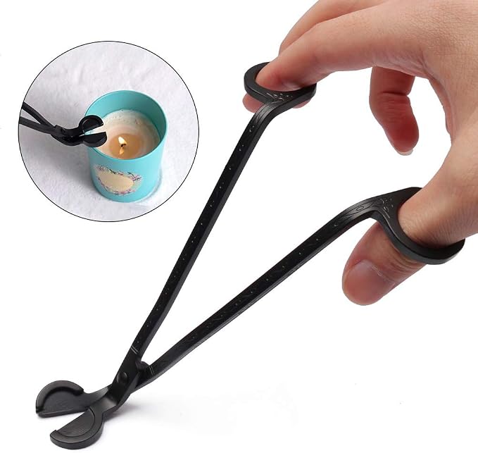 SUMAJU 2 in 1 Candle Accessory Set - Wick Trimmer & Dipper, Stainless Steel Cutter Scissor for Candle Lovers (Black)
