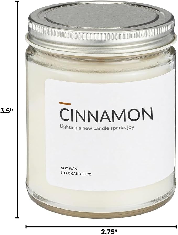 1OAK Cinnamon Candle - Soy Wax Scented Candles - Soy Candles for Home Scented - Long Burning Premium - Hand-Poured (7oz.)