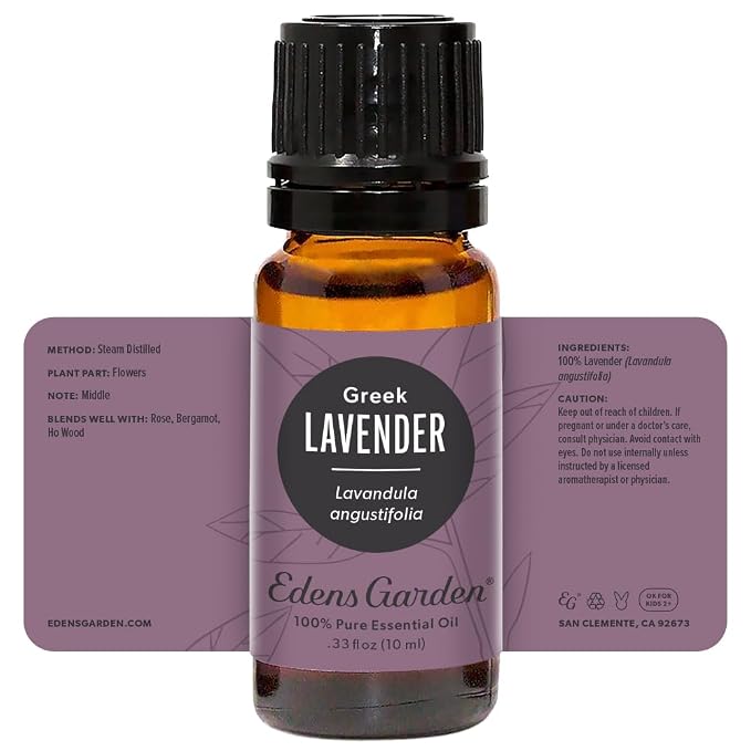 Edens Garden Lavender- Greek Essential Oil- 100% Pure Premium Grade, Undiluted, Natural, Therapeutic, Aromatherapy, The Best for Diffuser, Face, Hair, Kid Safe 10 ml (.33 fl oz)