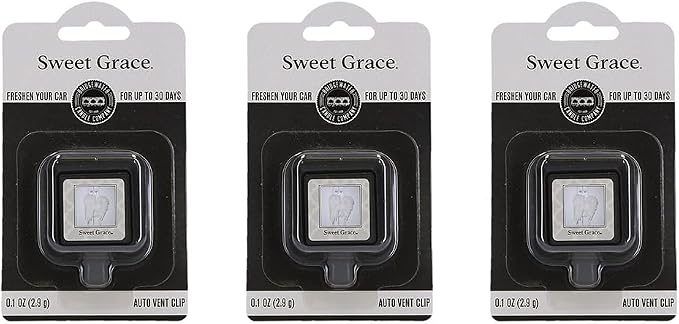 Bridgewater Candle Auto Vent Clip 3 Pack Long Lasting Car Air Freshener-Sweet Grace