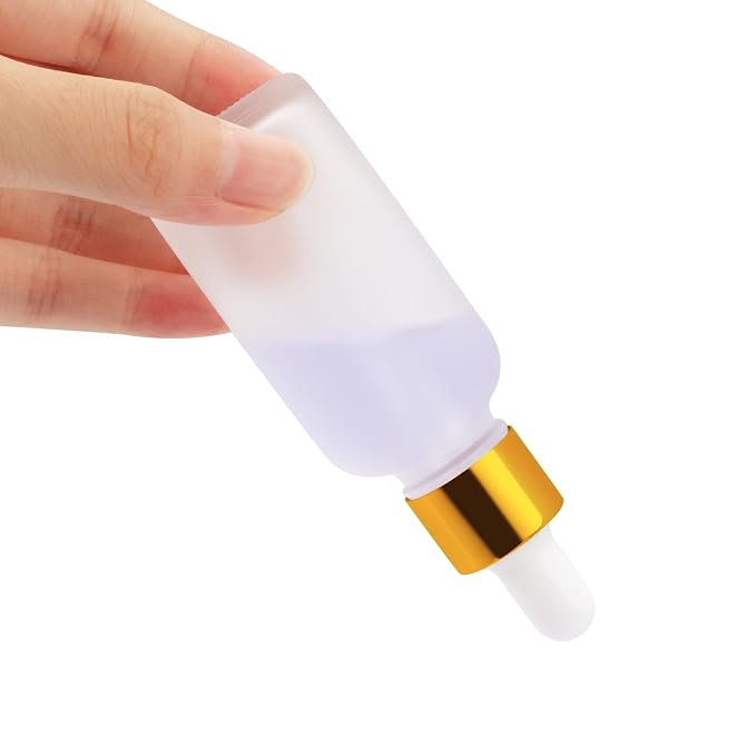 6 Pack Dropper Bottle for Essential Oils, Empty Glass Holder With Eye Dropper, Golden Cap Travel Container - Pipette & Funnel Included (30ml/1 fl oz)