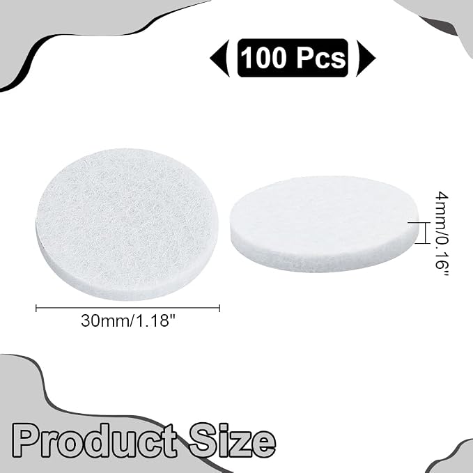 WADORN 100Pcs 30mm Round Aromatherapy Diffuser Refill Pad, Essential Oil Diffuser Replacement Refill Pads Microfiber Absorbing Circle Essential Pads for Diffuser Necklace Vent Clip Home Car