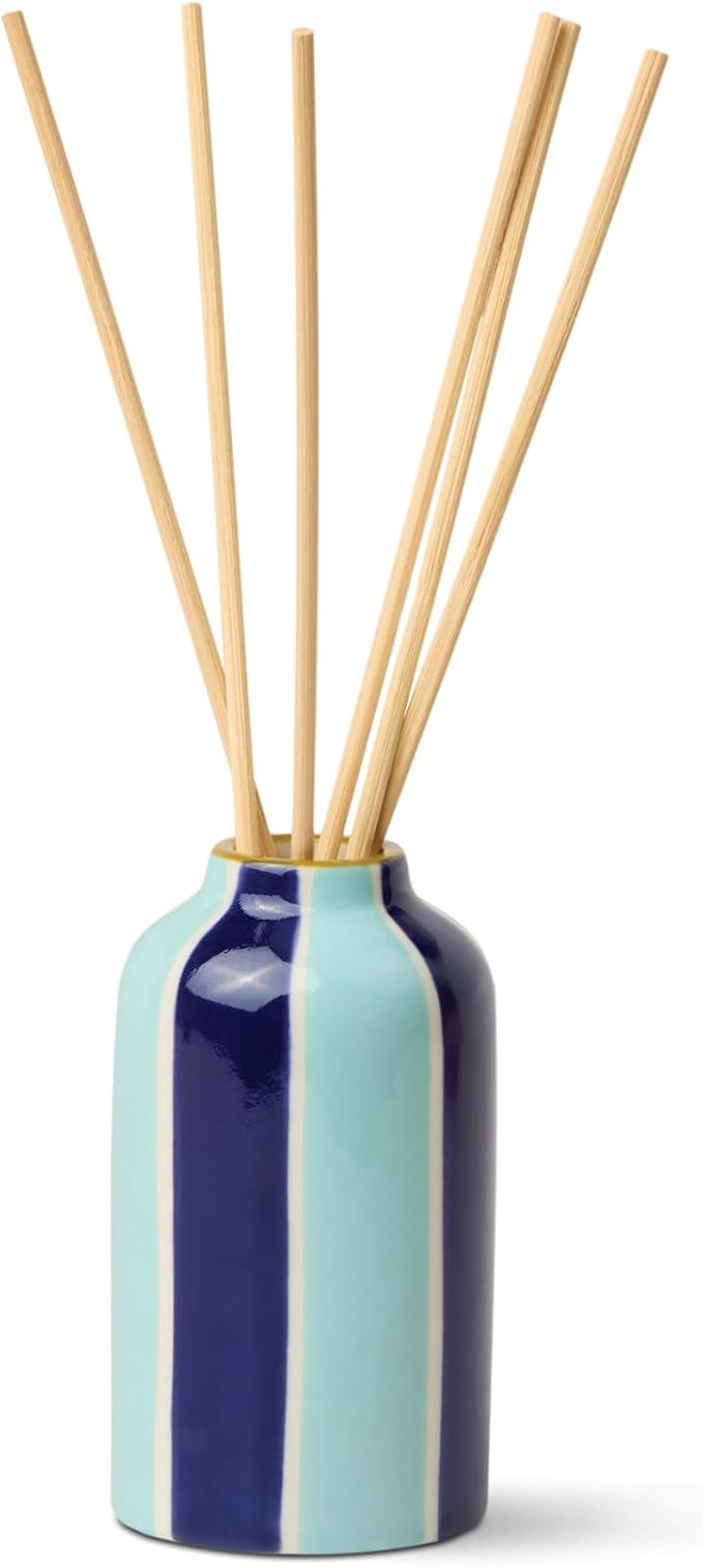 Paddywax A Dopo Reed Diffuser with Wooden Reeds, Long Lasting Home Fragrance Oil, Hand Painted Ceramic Vessel, Decorative Scent for Home, Giftable Box, 4 fl oz, Incense & Smoke