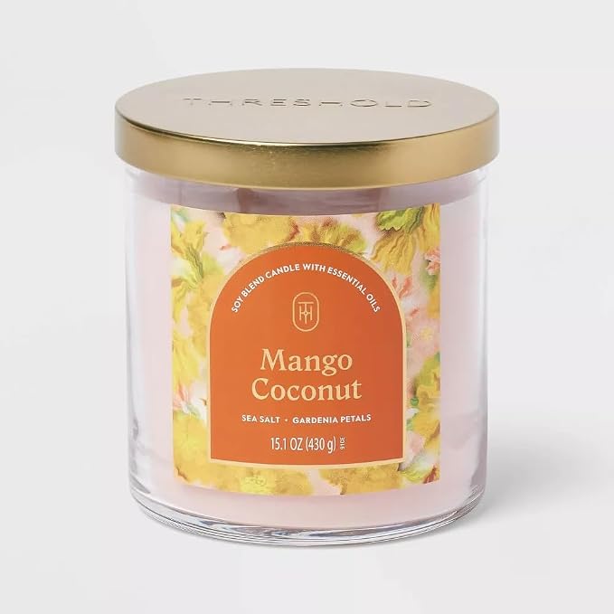 Threshold 2-Wick Lidded Glass Jar Candle (15.1oz, Mango Coconut)