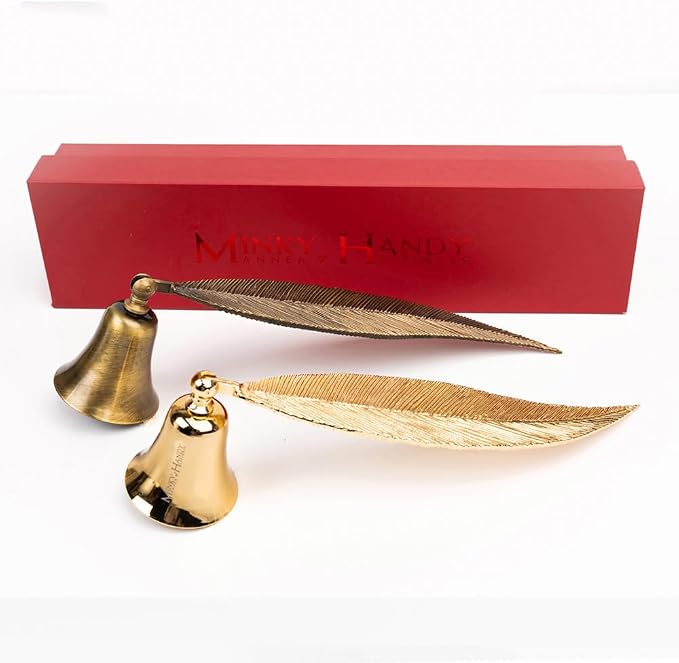 Bird Feather Candle Snuffer Brass, Big Leaf Wick Flame Extinguisher, Accessory for Candle Lovers (Gold)