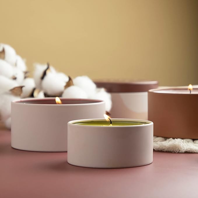 Hearth & Harbor Tin Candle Jars for Making Candles - DIY Candle Containers with Lids - Metal Candle Jars - Bulk Tins Storage for Candle - (24 Pieces) - (8 Ounces) - Solid Peach and Copper