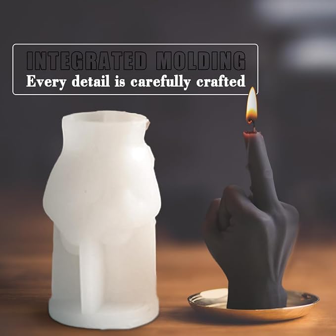 Large Hand Shaped Silicone Mold for Candle Making, 5 Inch Gesture Candle Mold,Middle Finger Shaped Resin Casting Mould for Making Candle Baking Soap Wax Cake Mousse Ice Cream