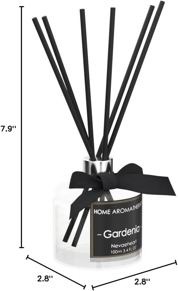 Reed Diffuser Set,Gardenia Reed Diffuser Gifts for Women,3.4oz(100ml) Reed Diffuser with Sticks, Home Fragrance Reed Diffuser for Living Room, Office & Bathroom Shelf