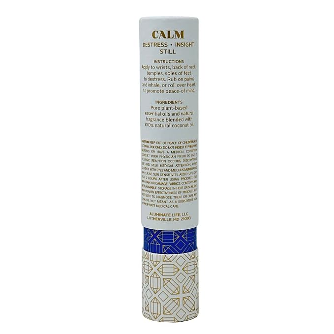 Essential Oil Rollerballs, .34 OZ, Calm - Sodalite Crystal Infused - Scents of Chamomile, Howood, & Sage - Aromatherapy Roll On Oils, Skin Care, Massage