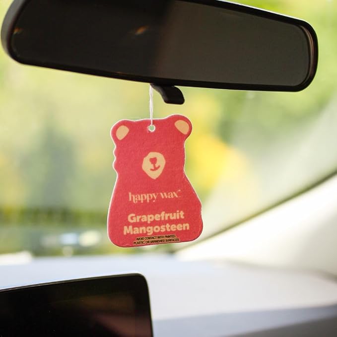 Happy Wax Hanging Car Cub Air Fresheners Infused with Natural Essential Oils, 4 Ct. (Grapefruit Mangosteen)