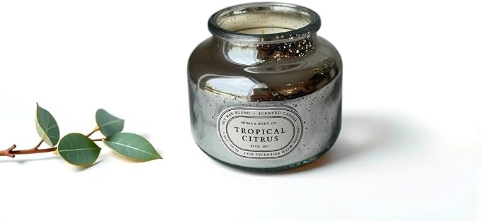 Home&Body Company Scented Candles 12 OZ Fragranced Candle, Soy Blend Wax, Infused with Essential Oils, Home Fragrances, Aromatherapy Home Scented Candles Gift, Scent: Tropical Citrus Pack of 2