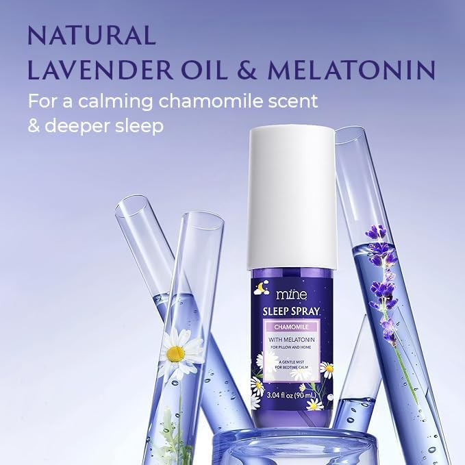 Lavender & Chamomile Sleep Spray with Melatonin – Natural Pillow Mist for Deep Sleep, Warm & Grounding Bed Spray for Adults, Gifts for Teen Girls and Women